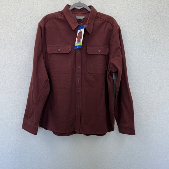 Eddie Bauer Double Brushed Chamois Red Flannel Button Up Shirt Mens sz Large NEW - Picture 1 of 7